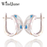 WindJune Enamel Stud Earring for Women 925 Silver Earring Cubic Zirconia Boho Jewelry Pendientes Largos dames oorbellen bohemien