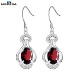 Mopera 1.44ct Natural Garnet Gemstone Earrings 925 Sterling Silver Jewelry Wedding Drop Earrings For Women Brand Fine jewelry