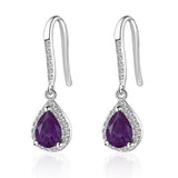 4 Kinds of Natural Gemstone Drop Earrings Amethyst Garnet Peridot Sapphire Earrings For Women 925 Sterling Silver Fine Jewelry