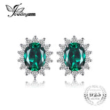 JewelryPalace Oval 2.5ct Created Emerald Stud Earring 925 Sterling Silver Earring For Women Princess Diana Wedding Fine Jewelry