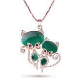 Bonsny Cat Necklace Long Pendant  Brand Crystal Chain New 2015 Zinc Alloy Girl Women Fashion Jewelry Statement Accessories