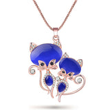 Bonsny Cat Necklace Long Pendant  Brand Crystal Chain New 2015 Zinc Alloy Girl Women Fashion Jewelry Statement Accessories