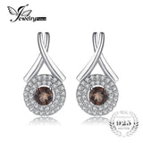 JewelryPalace Fashion "X" marks 0.79ct Round Natural Smoky Quartz Stud Earrings For Women Pure 925 Sterling Silver Fine Jewelry
