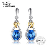 JewelryPalace Love Knot 1.9ct Natural Blue Topaz 925 Sterling Silver 18K Gold Dangle Earrings Fine Jewelry On Sale