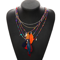 Multi-Color Feather Necklaces & Pendants Beads Chain Statement Necklace Women Collares Ethnic Jewelry for Personalised Gifts