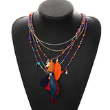 Multi-Color Feather Necklaces & Pendants Beads Chain Statement Necklace Women Collares Ethnic Jewelry for Personalised Gifts