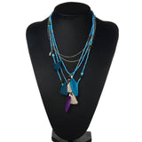 Multi-Color Feather Necklaces & Pendants Beads Chain Statement Necklace Women Collares Ethnic Jewelry for Personalised Gifts