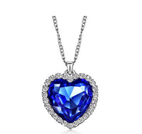 Anenjery Classic Zircon Titanic Ocean Heart Dark Blue Crystal Necklaces & Pendants Statement Chain Necklace Woman Anime collares
