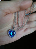 Anenjery Classic Zircon Titanic Ocean Heart Dark Blue Crystal Necklaces & Pendants Statement Chain Necklace Woman Anime collares
