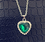 Anenjery Classic Zircon Titanic Ocean Heart Dark Blue Crystal Necklaces & Pendants Statement Chain Necklace Woman Anime collares