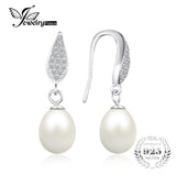 JewelryPalace  925 Sterling Silver Freshwater Cultured 8-9mm White Pearl Dangle Earrings Statement Fine Jewelry for Women