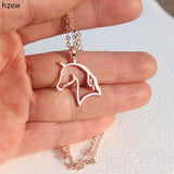 hzew Jewelry Simple Necklaces Horse Jewelry Pendant Necklace Zinc Alloy Horses Punk Necklace