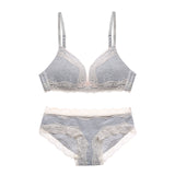 CINOON Sexy lady Bra Set  Wire Free Floral Lace Bralette Briefs Set Simple comfortable cotton  Bra Underwear Women Lingerie Set