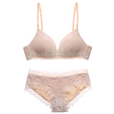 CINOON Sexy lady Bra Set  Wire Free Floral Lace Bralette Briefs Set Simple comfortable cotton  Bra Underwear Women Lingerie Set