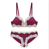 CINOON Sexy lady Bra Set  Wire Free Floral Lace Bralette Briefs Set Simple comfortable cotton  Bra Underwear Women Lingerie Set