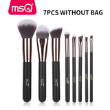 MSQ 15pcs Makeup Brush Set Rose Gold Animal Hair And Synthetic Hair With PU Leather Case