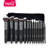 MSQ Pro 15pcs Makeup Brushes Set Powder Foundation Eyeshadow Make Up Brushes Cosmetics Soft Synthetic Hair With PU Leather Case