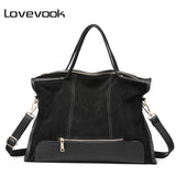 LOVEVOOK brand fashion female shoulder bag high quality patchwork split leather retro handbag ladies tote bag for office work