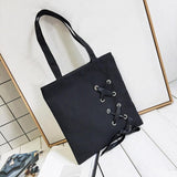 2018 New Women's Casual Lace-up Canvas Tote Bag Female Canvas Shoulder Bags crossbody bags for women Beach bag bolso mujer