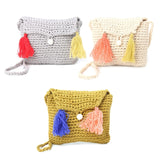 THINKTHENDO Casual Shoulder Bag Needles Knitted Bags Tassel Crossbody Bag for Girls Children 3 Color