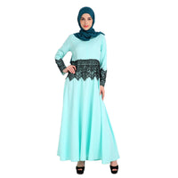 Muslim Women Long Sleeve Dubai Dress Maxi Abaya Islamic Evening Party Dresses Robe Kaftan India Pakistan Lace Patchwork Clothing