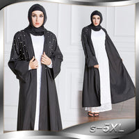 New Pakistan Middle East Saudi female Muslim dress 2017 Plus Size Fashion beaded cardigan Pearl Robe Long Dress a649