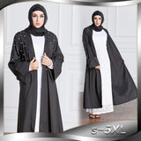 New Pakistan Middle East Saudi female Muslim dress 2017 Plus Size Fashion beaded cardigan Pearl Robe Long Dress a649