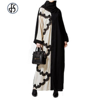 New Fashion Turkish Style Women Contrast Color Cardigan Robe Dubai Pakistan Abaya Muslim Malaysia Kaftan Dress Clothes