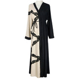 New Fashion Turkish Style Women Contrast Color Cardigan Robe Dubai Pakistan Abaya Muslim Malaysia Kaftan Dress Clothes