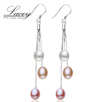 Freshwater 925 silver earrings for women,natural pearl earrings real long pearl earrings white jewelry wedding mom birthday gift