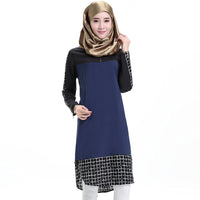 Long sleeves Plaid Patchwork Saudi dress muslim women dress pictures pakistani dress islamic clothing dubai abaya in dubai 2017